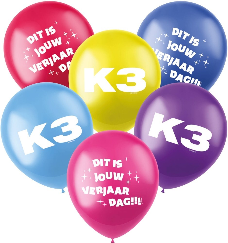 K3 ballonnen - dit is jouw verjaardag: 6 stuks