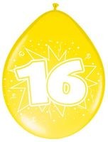 Ballonnen ster 30 cm: 16 jaar - 8 stuks (08216)