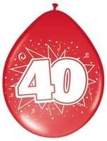 Ballonnen ster 30 cm: 40 jaar - 8 stuks (08240)