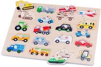 Puzzel knopjes New Classic Toys: voertuigen 40x30 cm (10536)