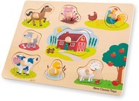 Puzzel knopjes New Classic Toys: boerderij 8 stukjes (10430)