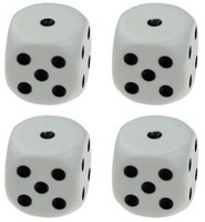 Dobbelstenen wit: 4 stuks (00445)