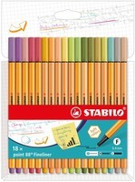 Fineliners Stabilo Point 88 soft colors: 18 stuks (8818-22-5)